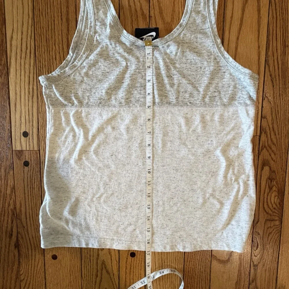 Nike Sportswear Tank  Womens Medium Gray Cotton Blend Cropped Logo Vintage Look